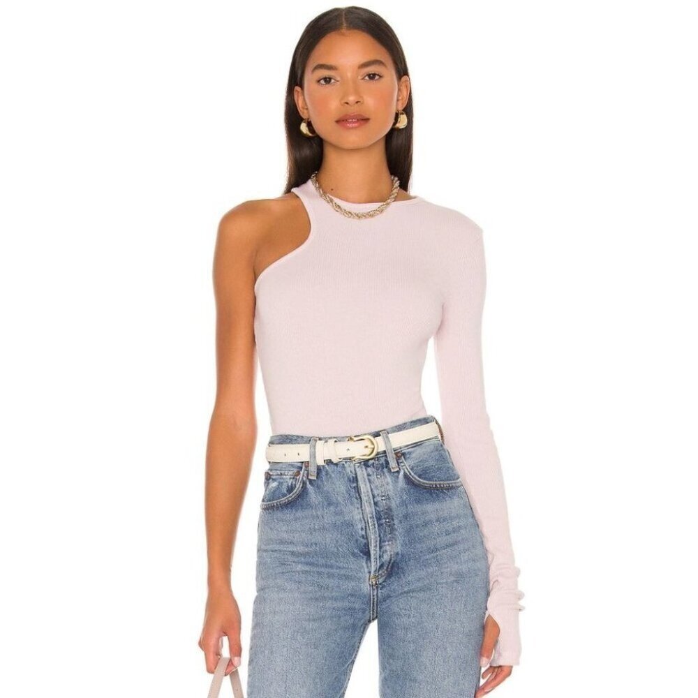 New Agolde Bea Cutaway Bodysuit In Lavender size M